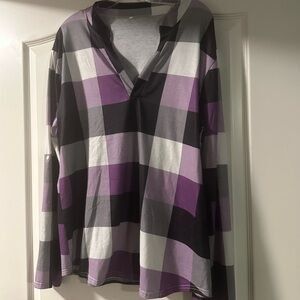 Purple and Black Plaid Long Sleeve Top